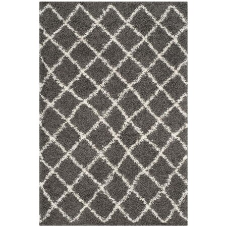Safavieh Dallas Shag Medium Rectangle Area Rug; Dark Grey & Ivory - 5 ft. 1 in. x 7 ft. 6 in. SGD258A-5
